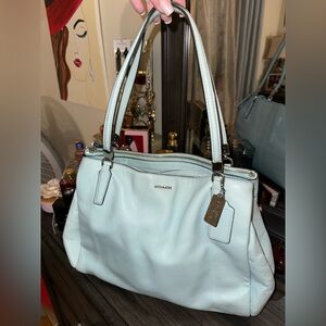 Coach Madison Cafe Leather Carryall Satchel in Aqua/Seaspray